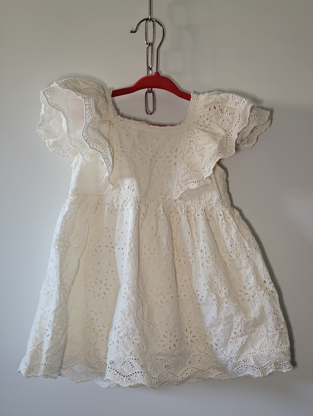 Zara Cream Eyelet Flutter-Sleeve Girls Dress
